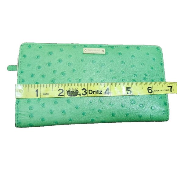 Kate Spade New York Wallet Green Ostrich Embossed Leather Card Holder - Picture 9 of 10